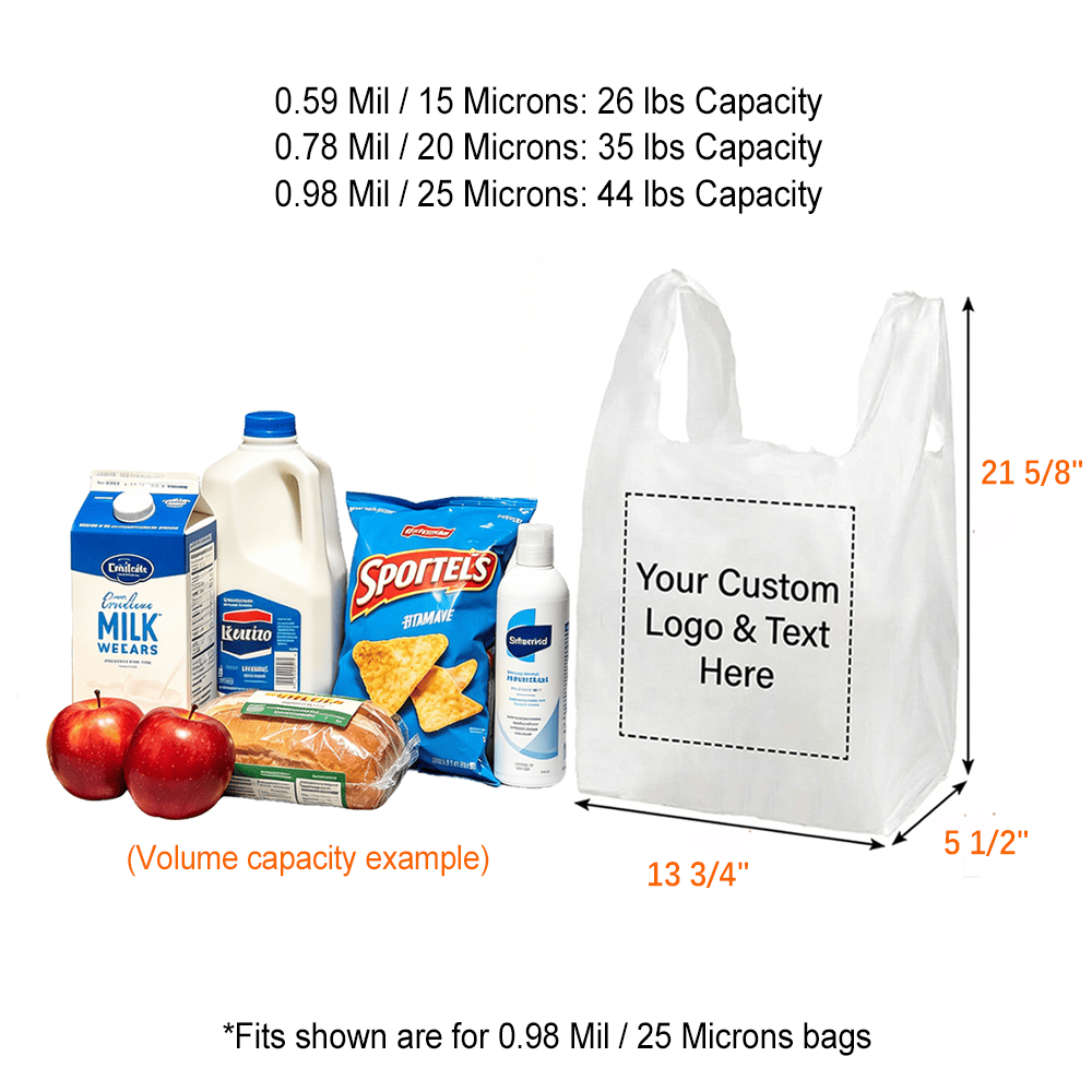 Custom 1/6 Standard Size Plastic T-Shirt Bags
