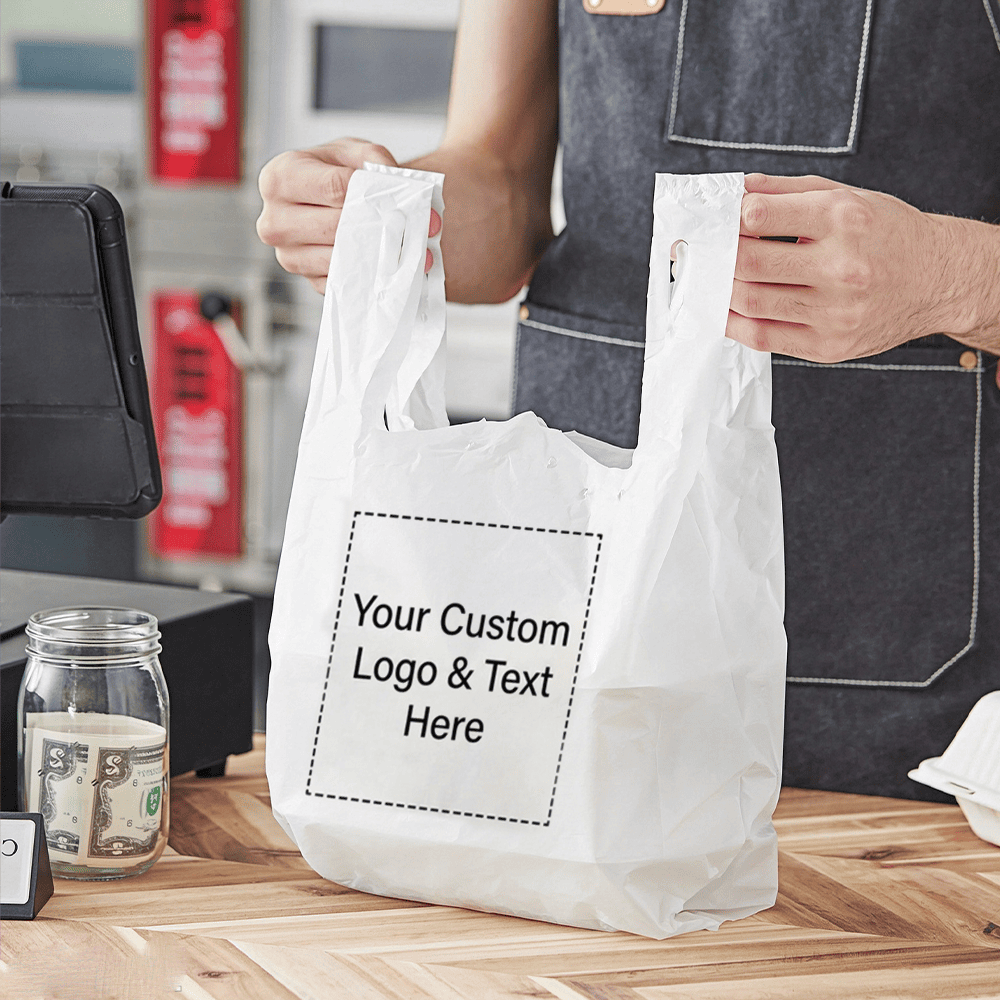Custom 1/8 Small Size 0.98 Mil/25 Microns Plastic T-Shirt Bags