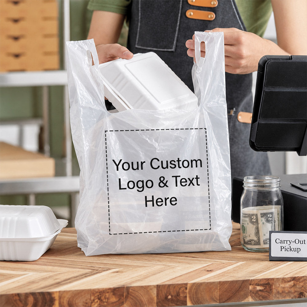 Custom 1/8 Small Size 0.78 Mil/20 Microns Plastic T-Shirt Bags