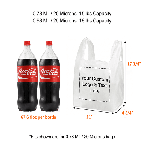 Custom 1/8 Small Size Heavy-Duty Plastic T-Shirt To-go Bags