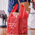 Custom 1/6 Standard Size 0.98 Mil/25 Microns Plastic T-Shirt Bags