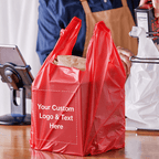 Custom 1/6 Standard Size 0.98 Mil/25 Microns Plastic T-Shirt Bags