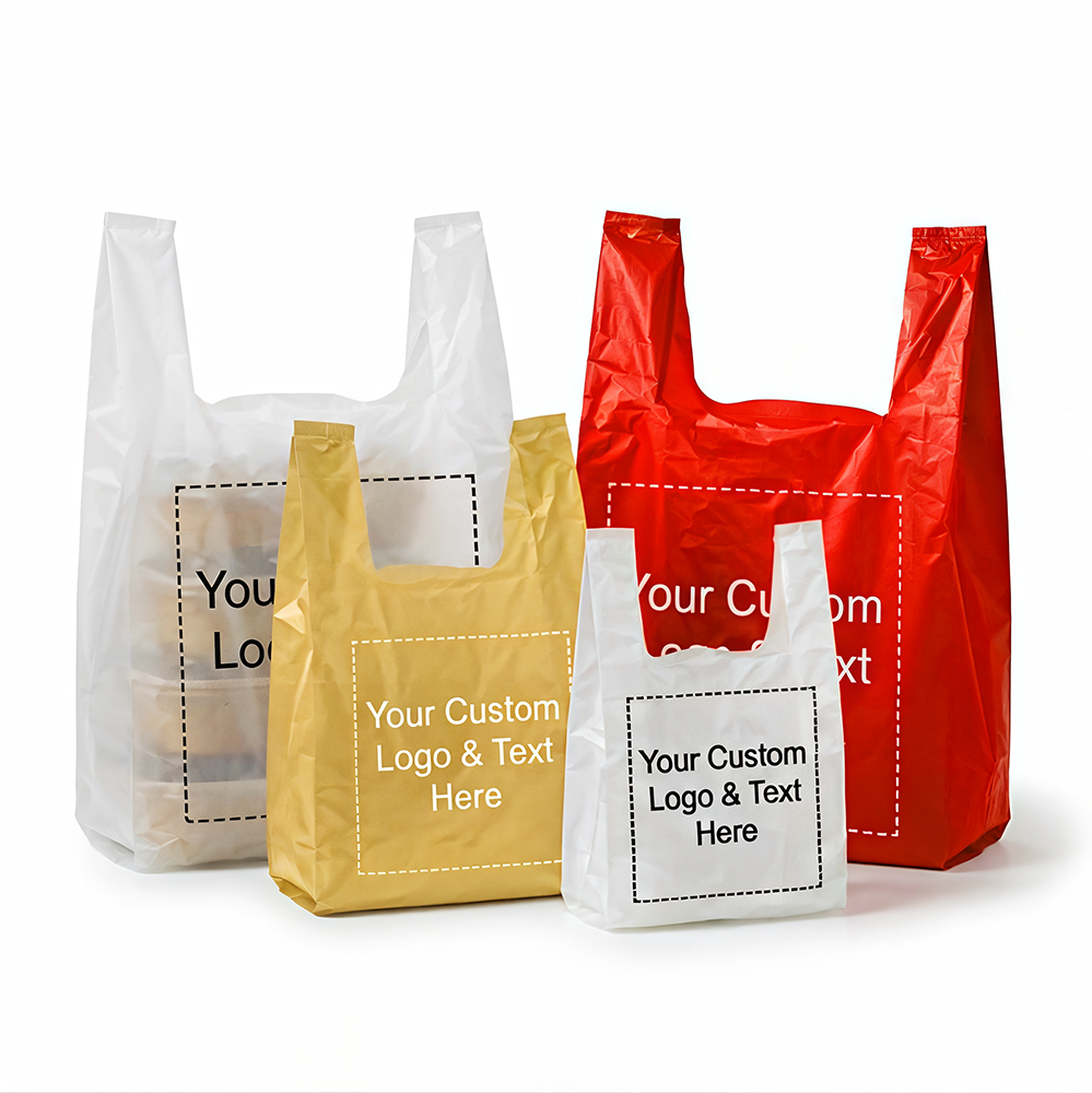 Custom Heavy-Duty Plastic T-Shirt To-go Bags