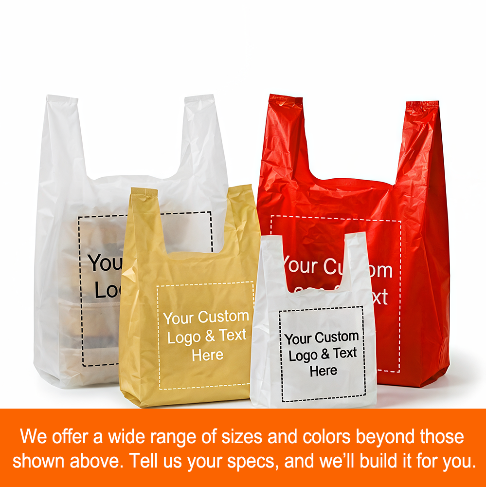 Custom Heavy-Duty Plastic T-Shirt To-go Bags