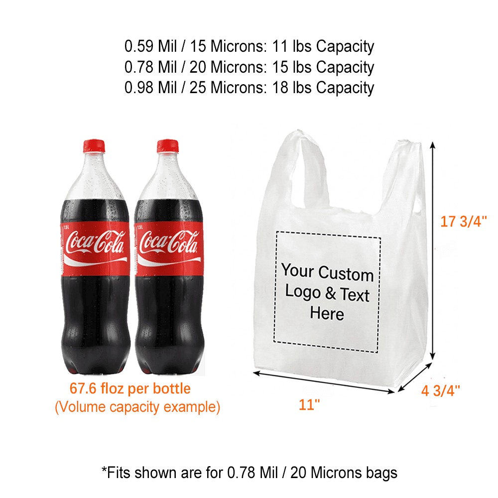 Custom 1/8 Small Size Plastic T-Shirt Bags