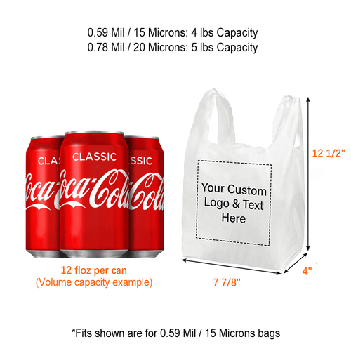 Custom 1/12 X-Small Size Plastic T-Shirt Bags