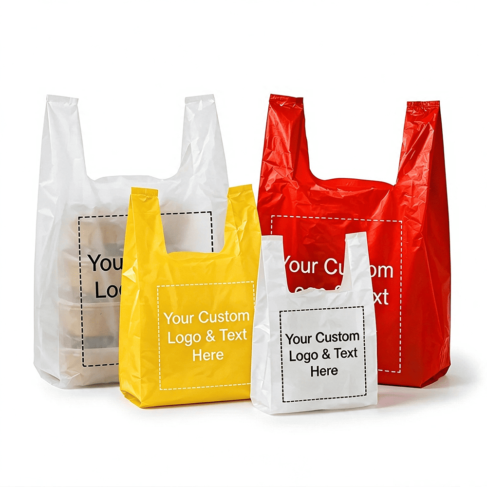 Custom 1/12 X-Small Size 0.78 Mil/20 Microns Plastic T-Shirt Bags